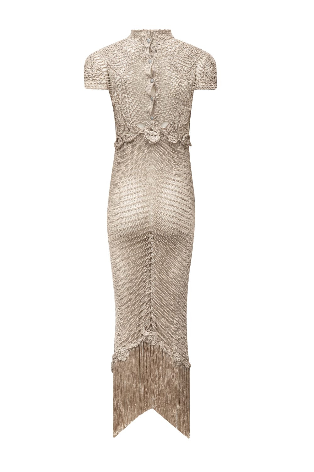 Andrea Almeida - Vestido Longo de Crochet Bege