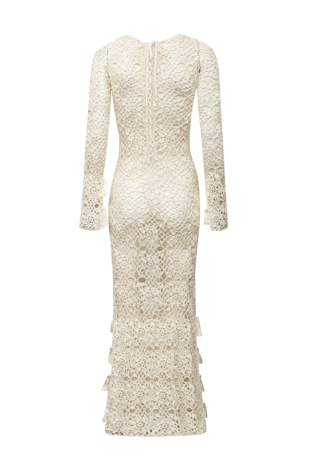 Club - Vestido Longo de Crochet Tassel Branco