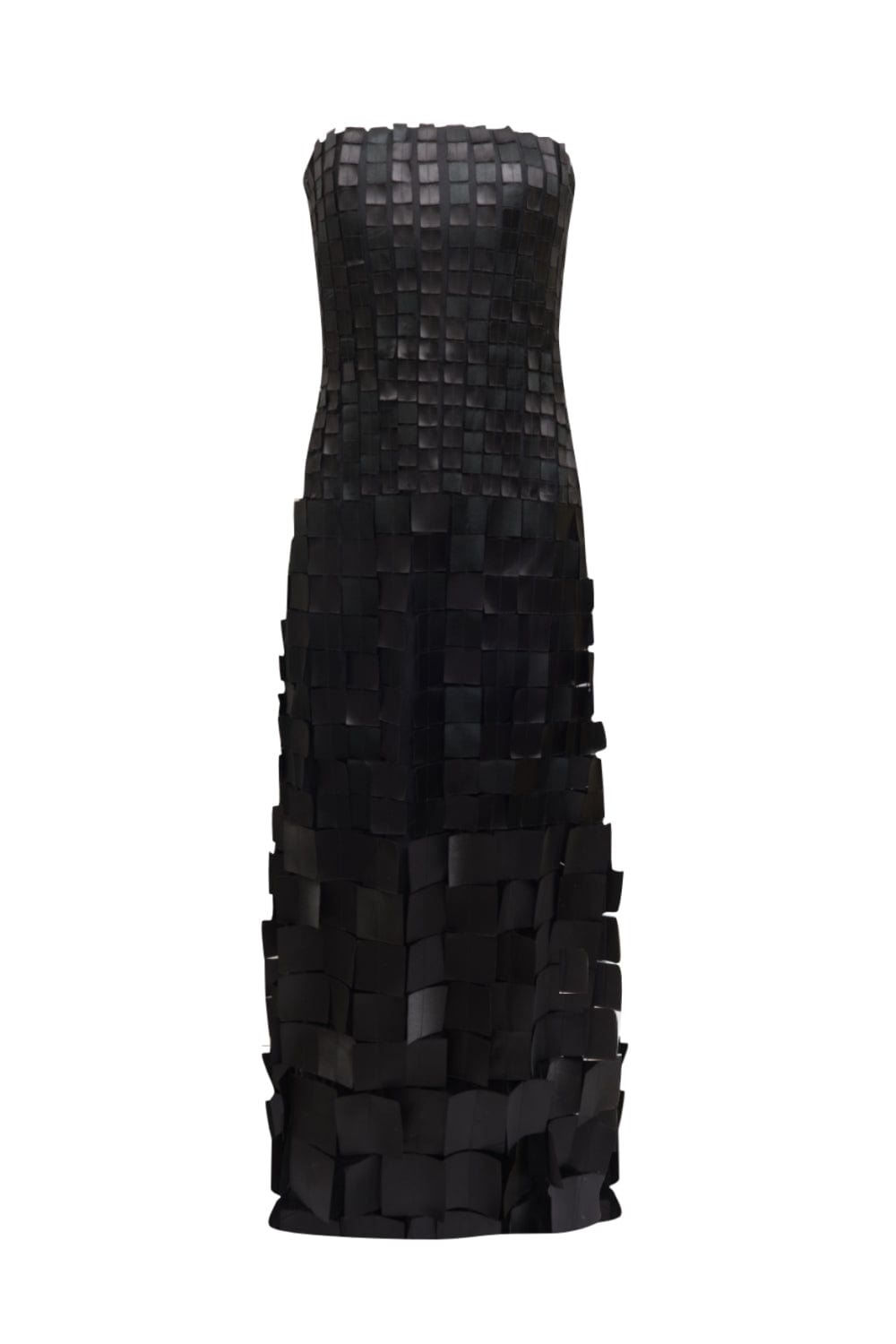 Glória Coelho - Vestido Longo sem Alça com Aplicações em Quadrado Preto