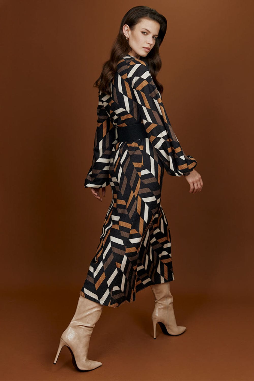 Access - Vestido Midi Assimétrico Tricolor