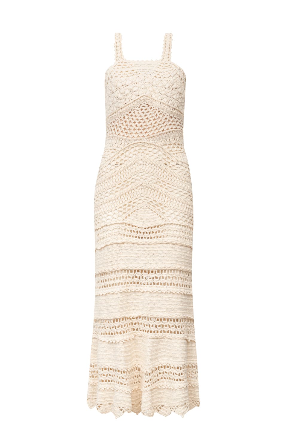 Club - Vestido Midi Crochet Bege