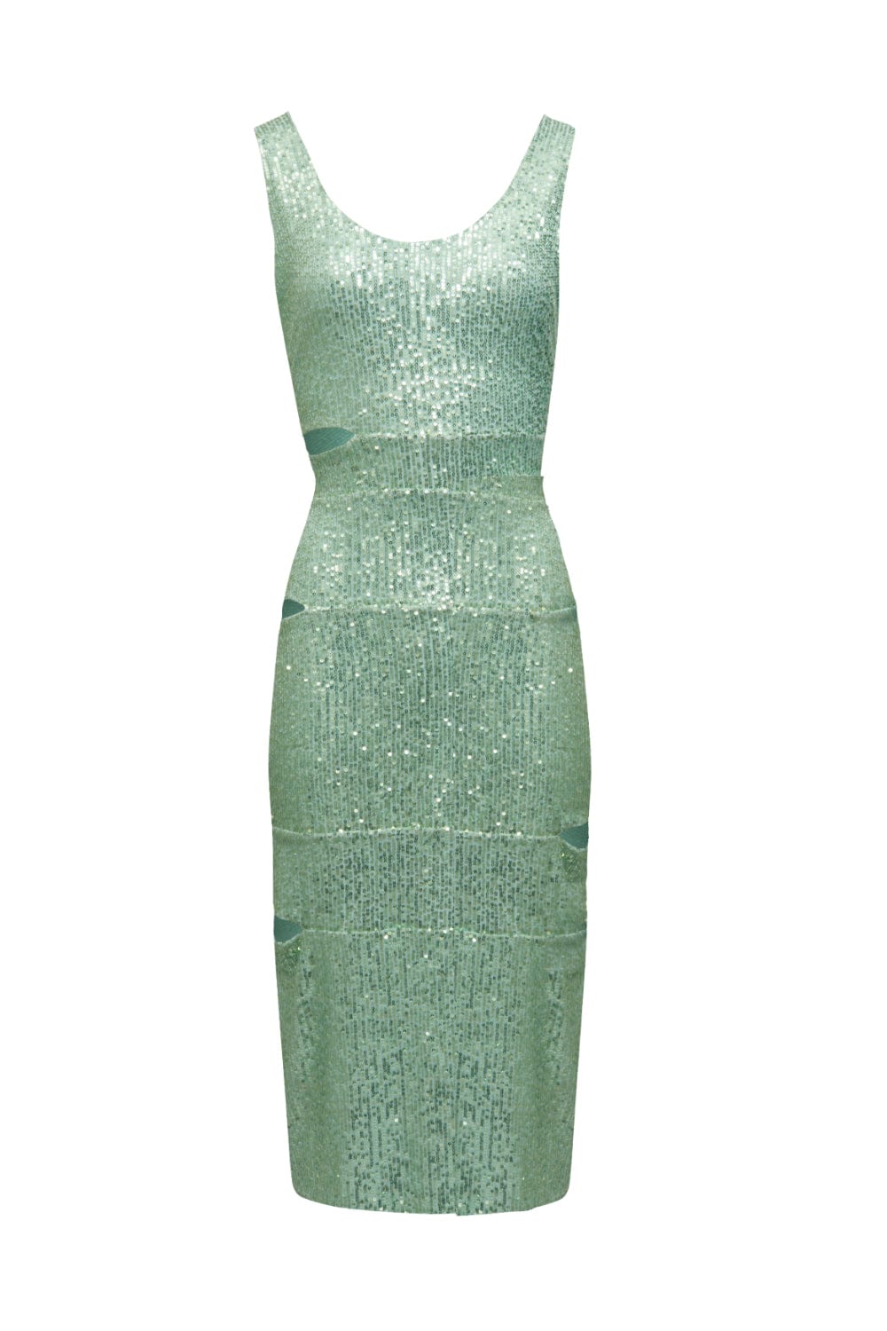 Glória Coelho - Vestido Midi Cut Out Paetês Verde Aqua