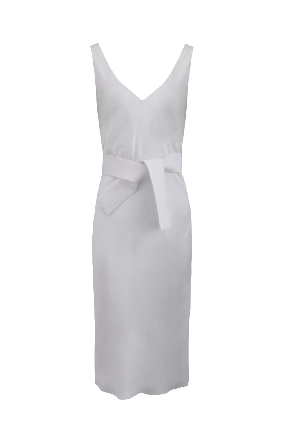 Glória Coelho - Vestido Midi Crepe Patou Decote V Frente e Costas Off White