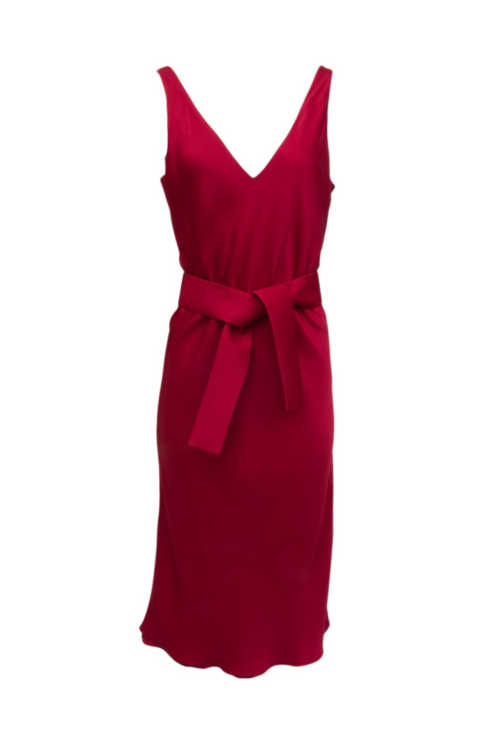Glória Coelho - Vestido Midi Crepe Patou Decote V Frente e Costas Vermelho Scarlet