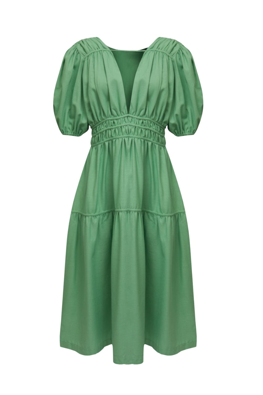 Lalibela - Vestido Midi Longuete Canebiers Viscolinho Verde