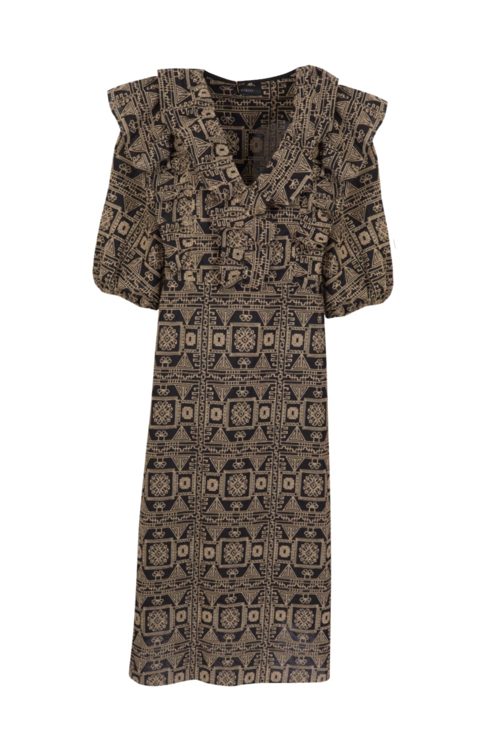 L'Cecci - Vestido Midi Manga 3/4 Bordado