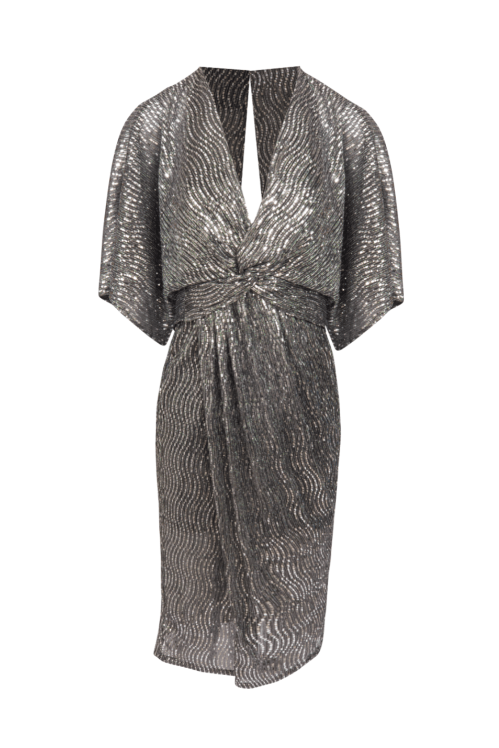 Dolps - Vestido Midi Paetês Alfa Prata