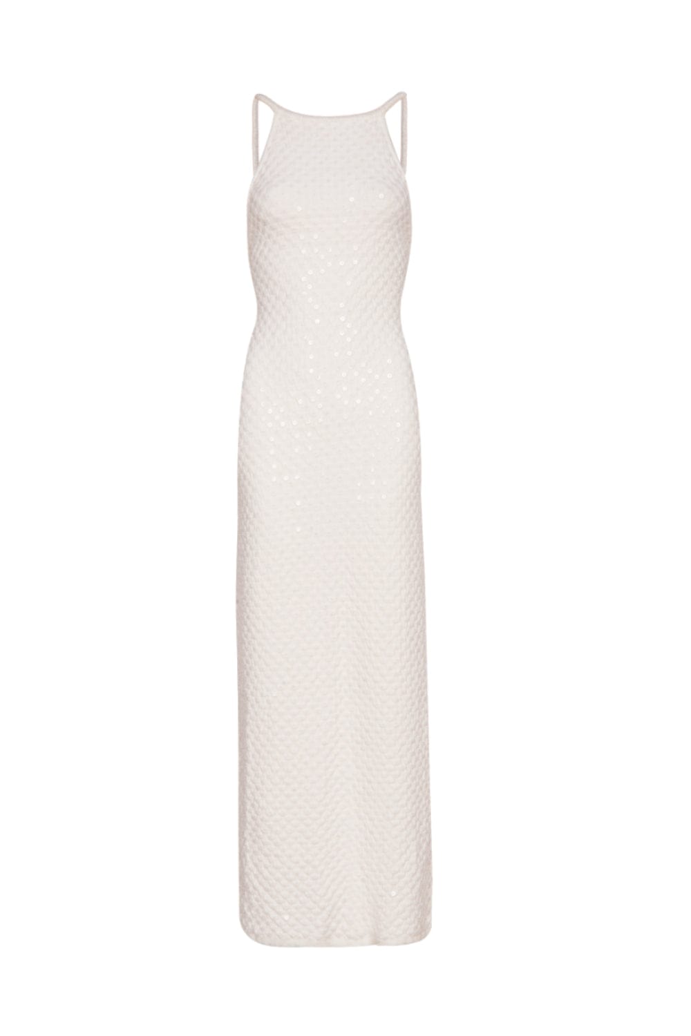 Coven - Vestido Midi Poá Paetês Branco