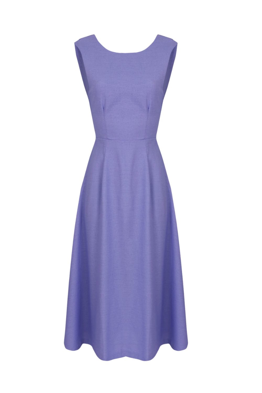 Lalibela - Vestido Midi com Amarração Viscolinho Lilas