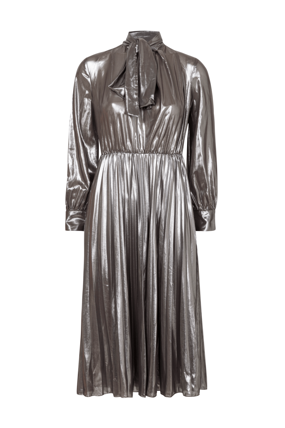 Vicolo - Vestido Mídi com Laço Frontal Cinza