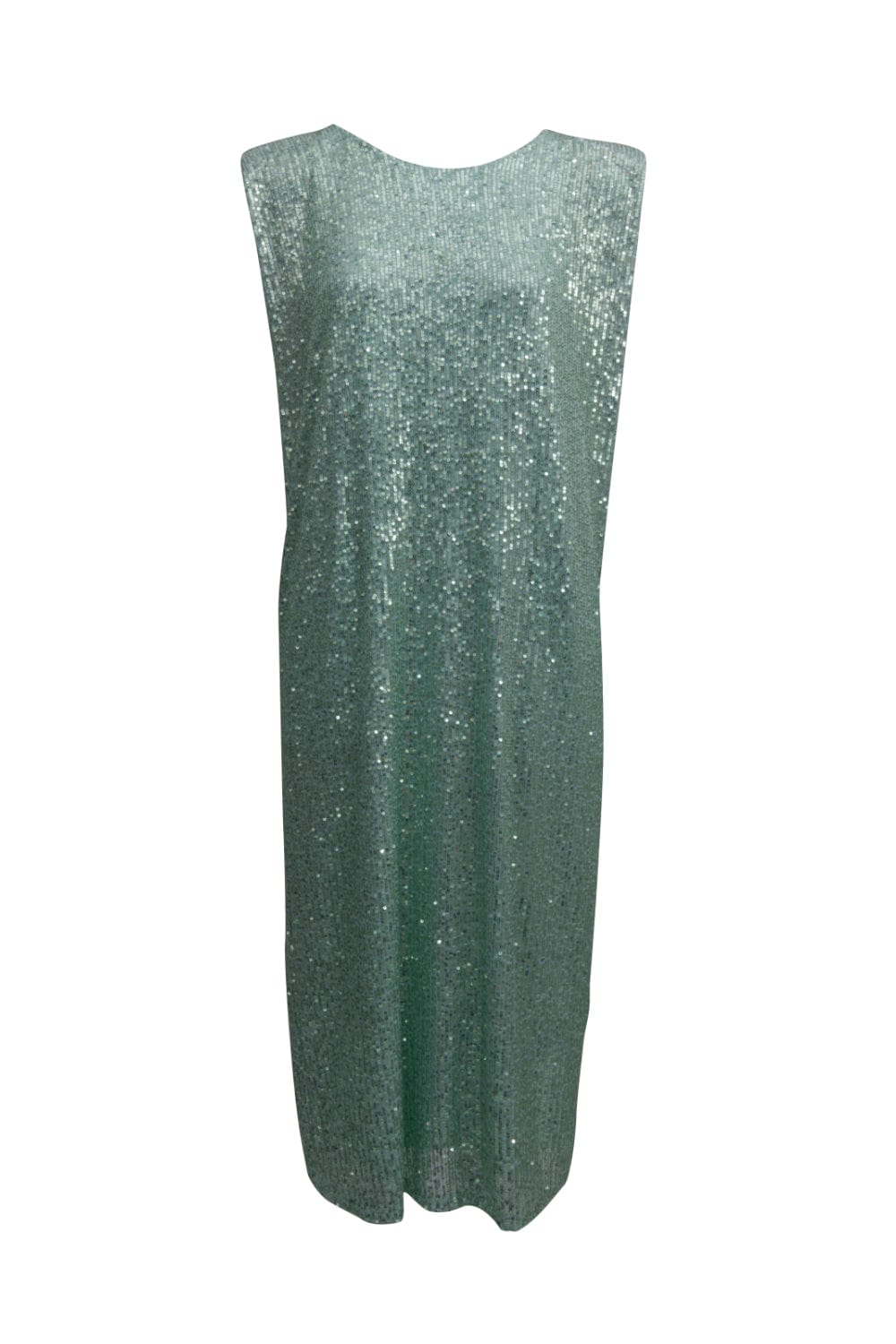 Glória Coelho - Vestido Midi com Ombreira Paetês Verde Aqua