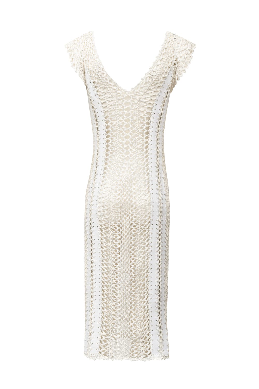 Andréa Almeida - Vestido Midi de Couro com Crochet Branco