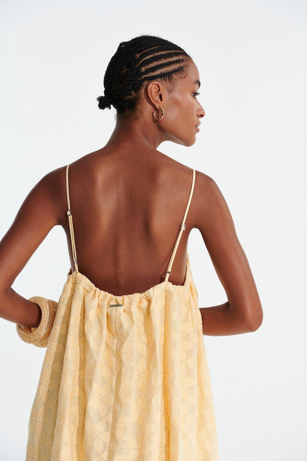 L'Cecci - Vestido Midi Alça Fina Amarelo