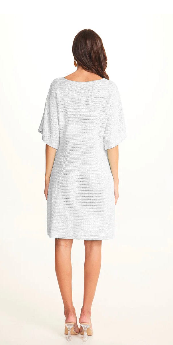 Viviane Furrier - Vestido Curto com Detalhes Rendado em Tricot Off White