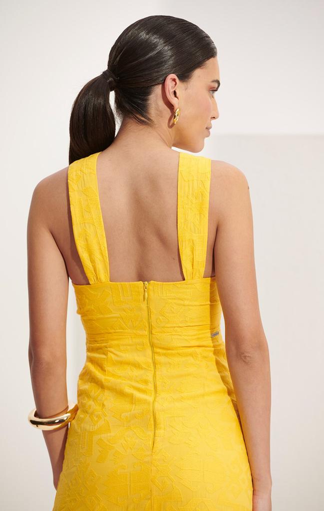 L'Cecci - Vestido Longo Jaguard Amarelo