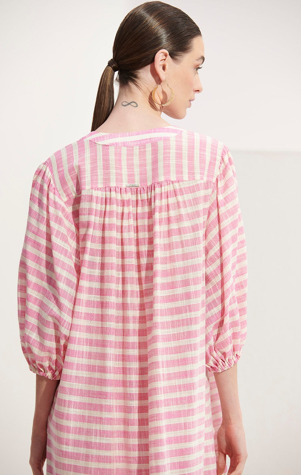 L'Cecci - Vestido Longo Manga Longa Listrado