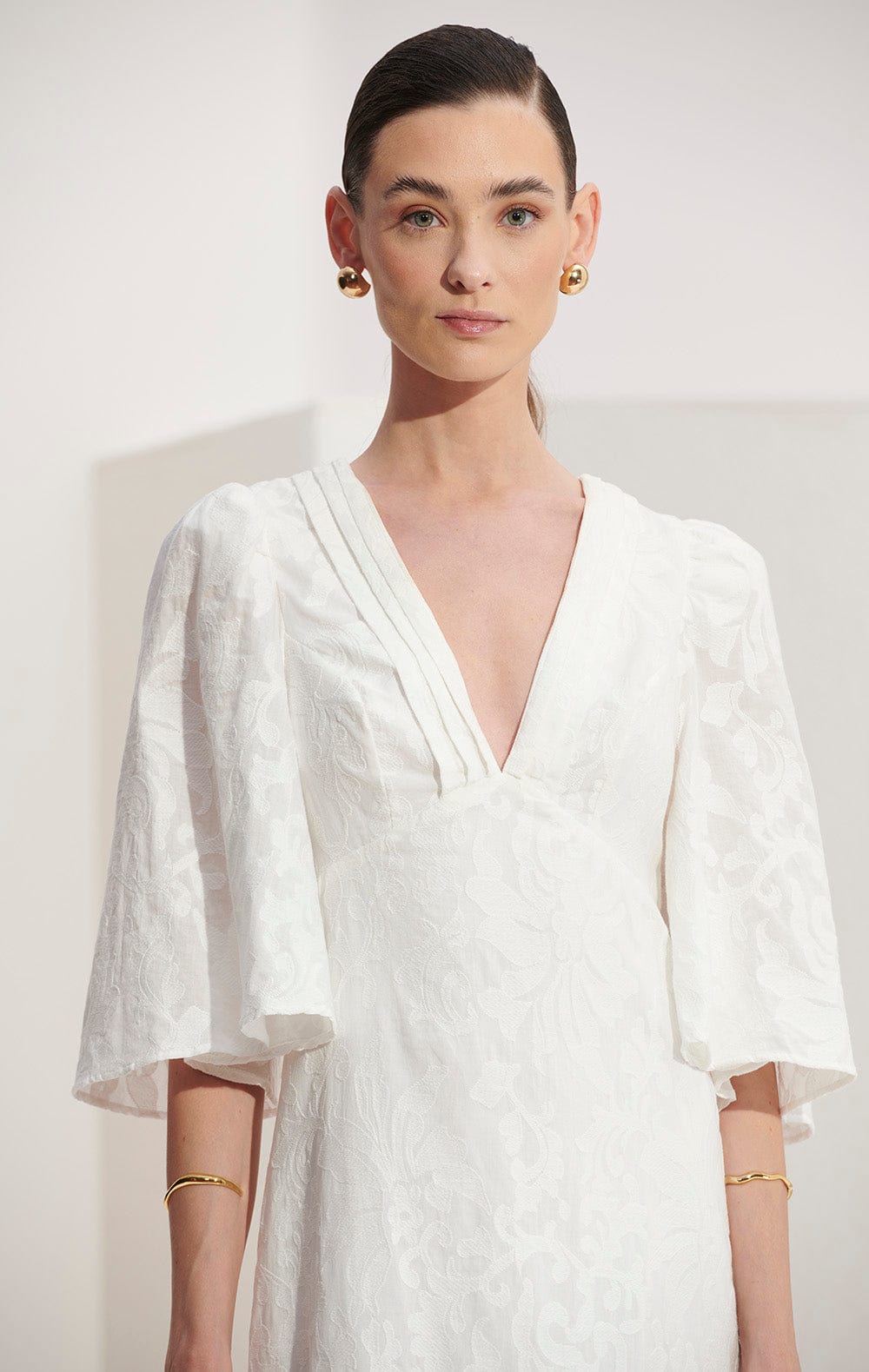 L'Cecci - Vestido Midi Bordado Off White