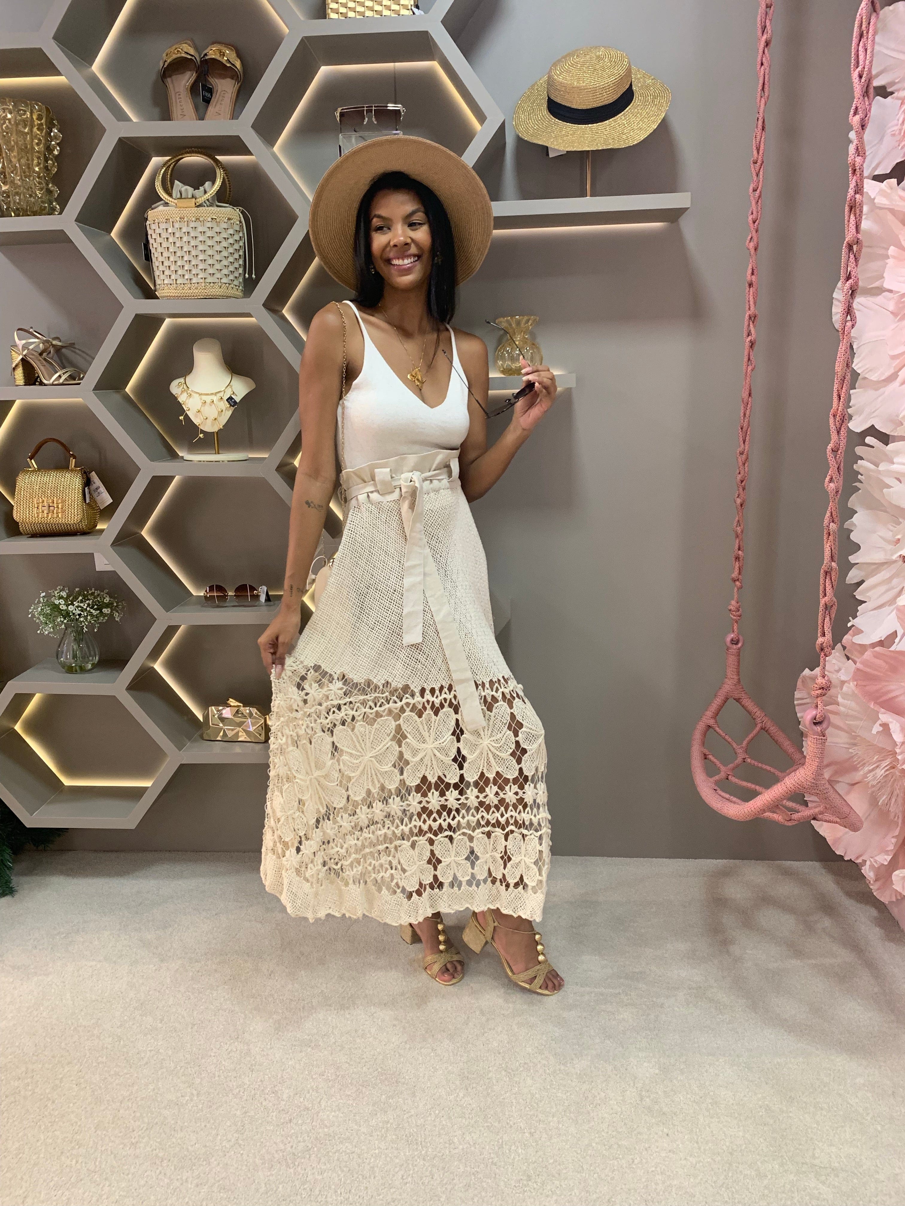 Club - Saia Longa Crochet Filé