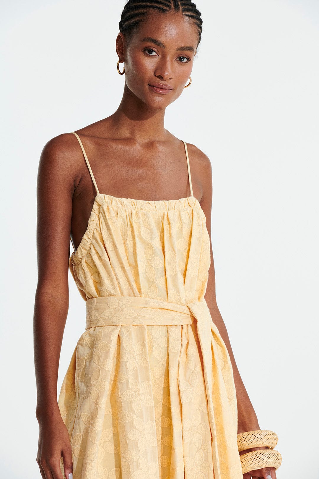 L'Cecci - Vestido Midi Alça Fina Amarelo