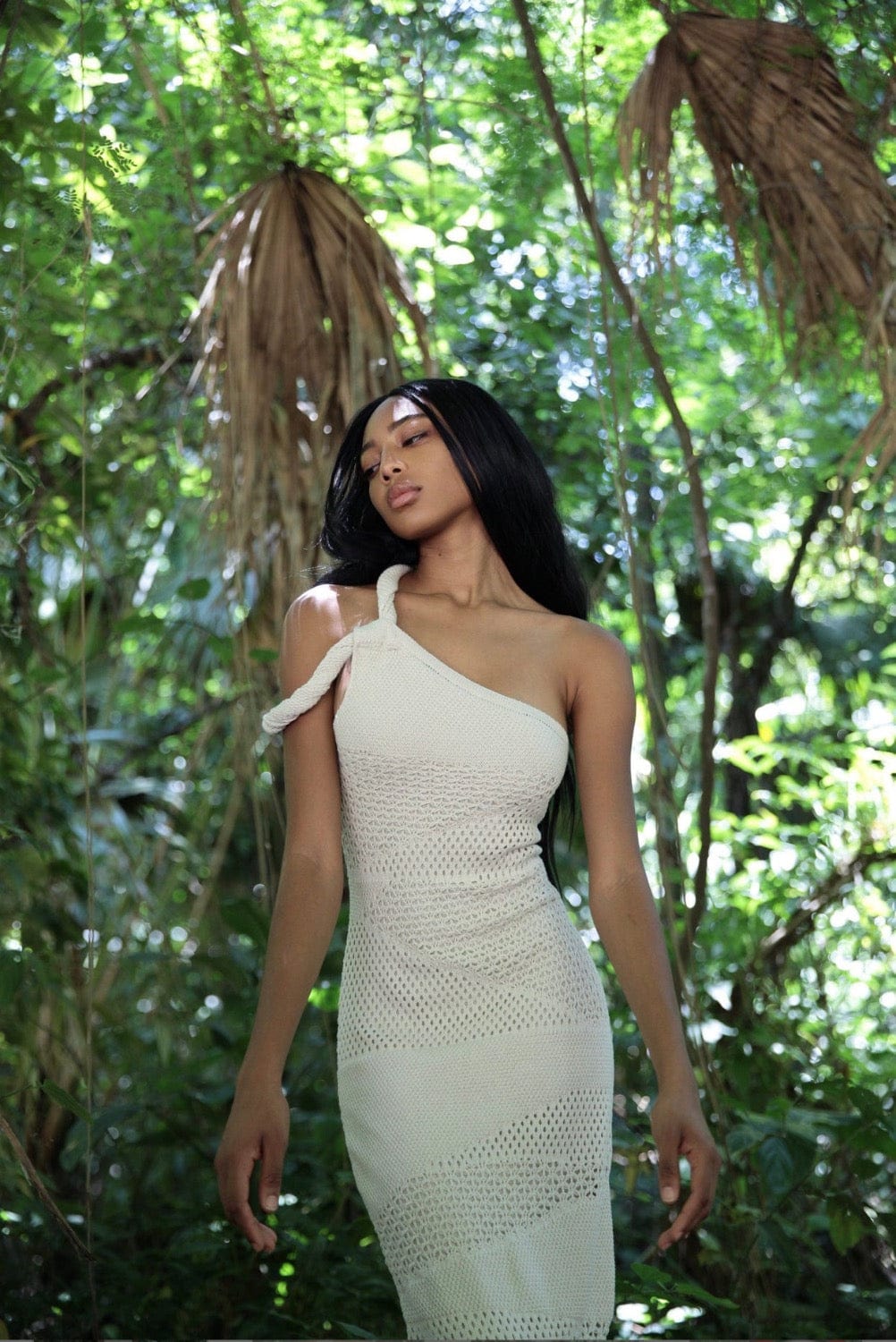 Tissé - Vestido Midi Iguapó Crochet Natural