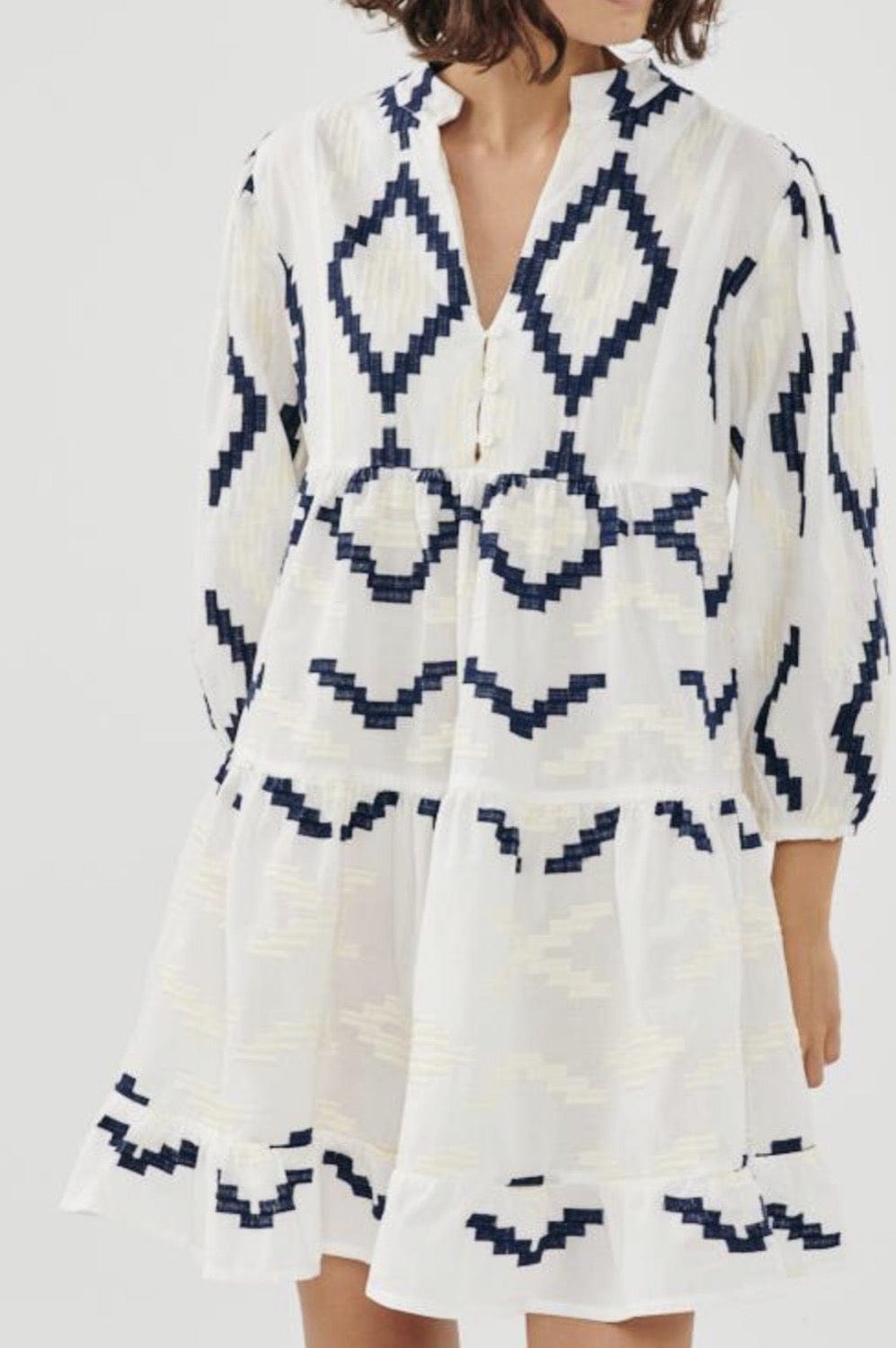 Greek Archaic Kori - Vestido Curto Manga Longa