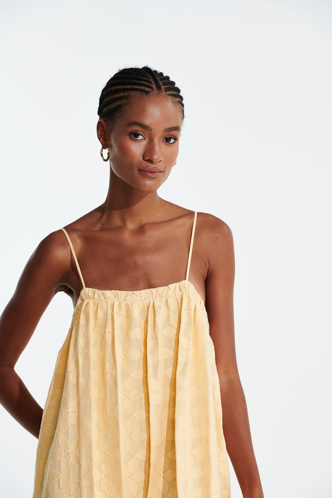 L'Cecci - Vestido Midi Alça Fina Amarelo