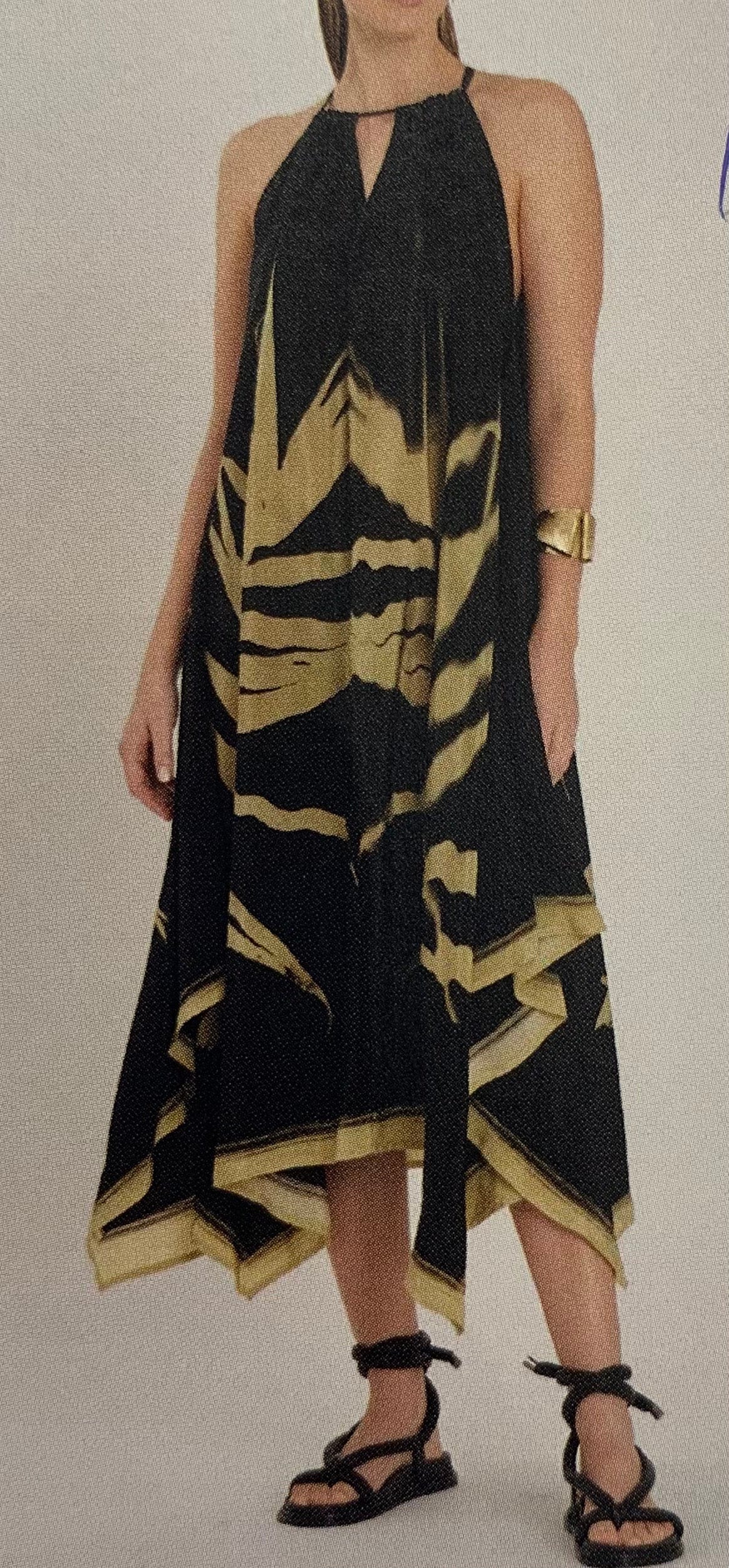 Lenny Niemeyer - Vestido Midi Seda Lenço Pontas Reflexo