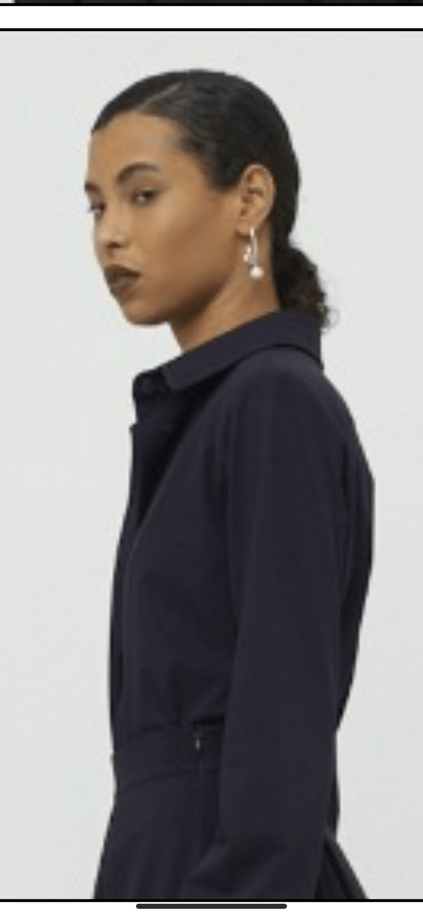 Glória Coelho - Camisa Manga Longa Ombreira em Gabardine Preto