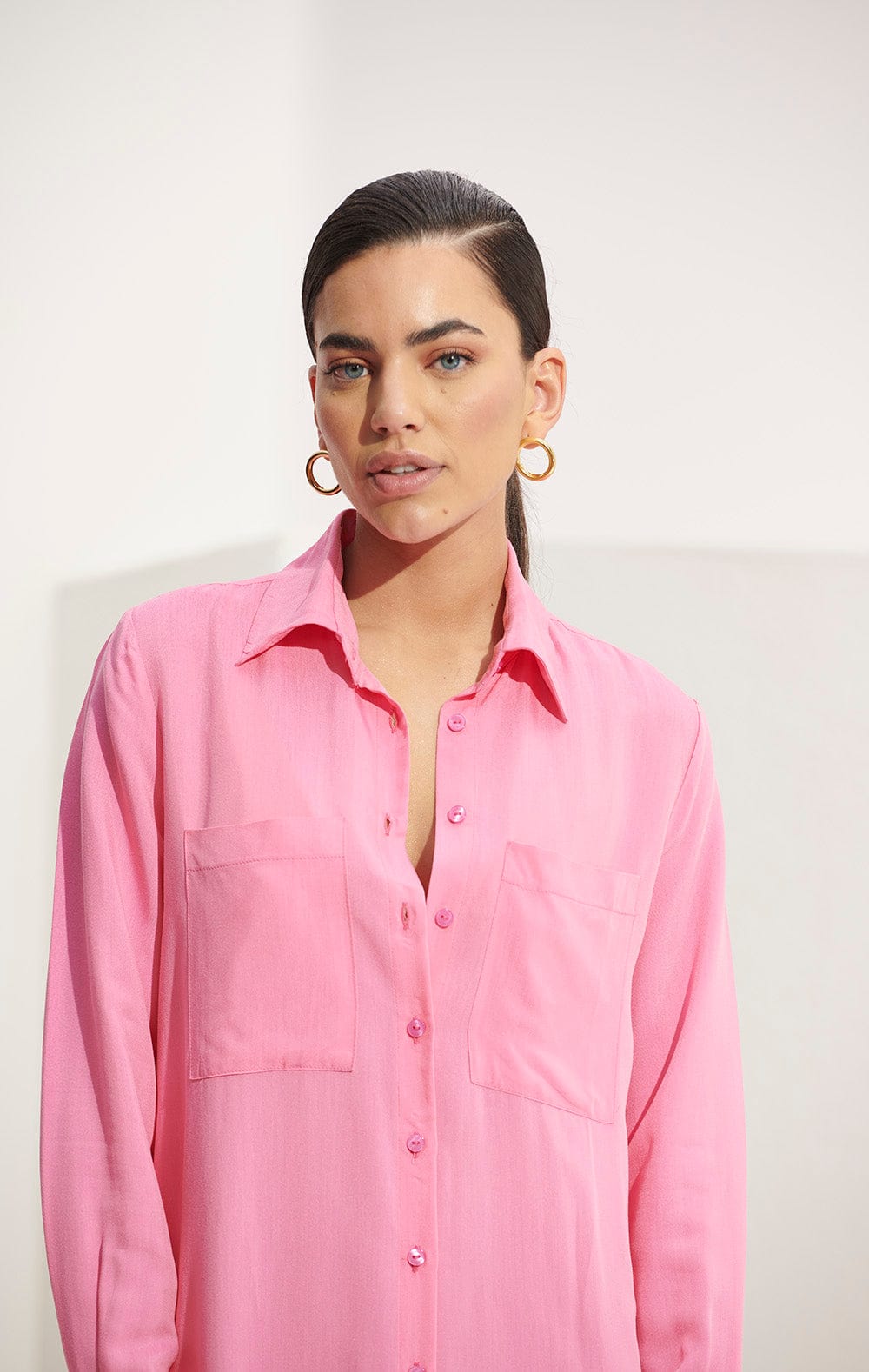 L'Cecci - Vestido Chemisier Longo Rosa