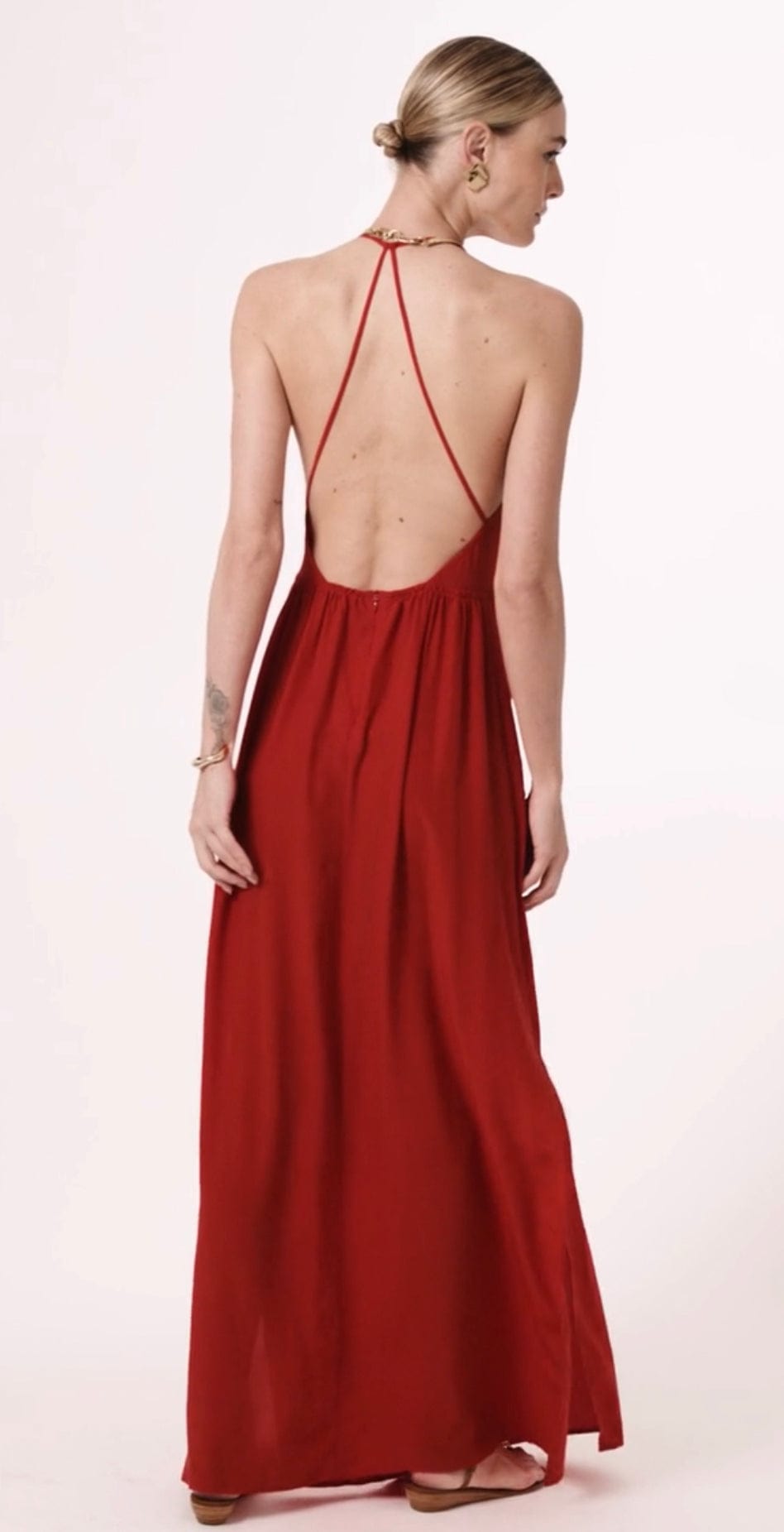 Lenny Niemeyer - Vestido Longo com Alça Torcida Seda Vermelho