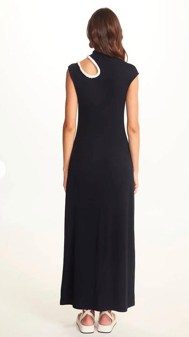 Viviane Furrier - Vestido Longo com Vazado Gota em Malha Preto