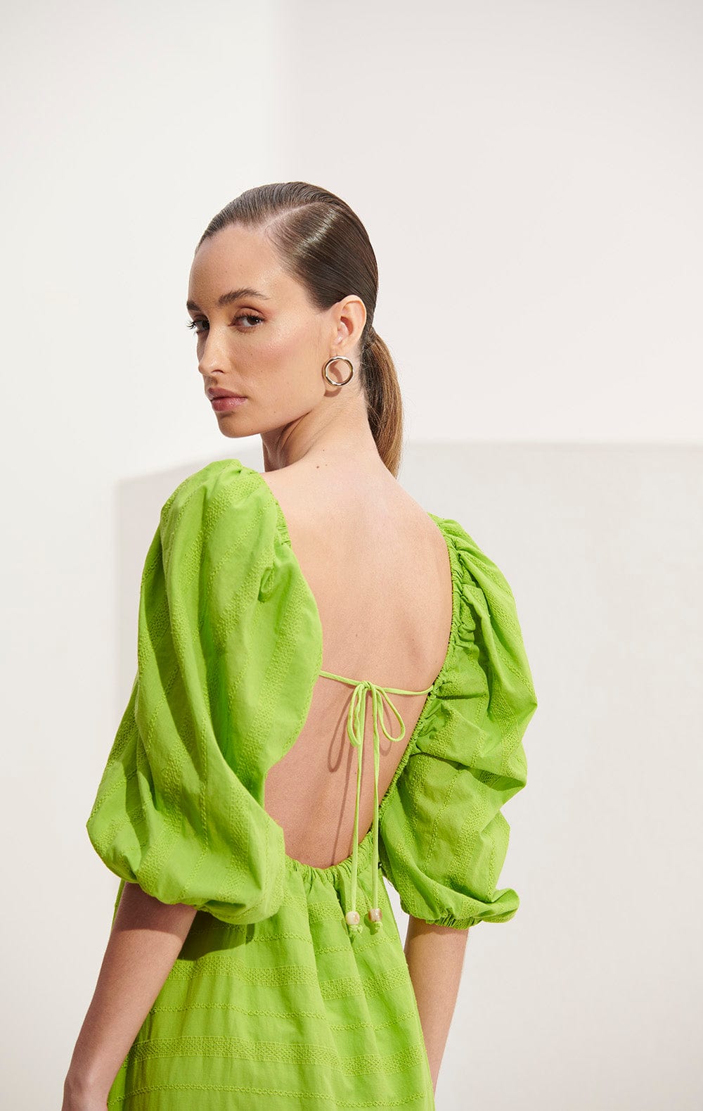 L'Cecci - Vestido Longo Manga Bufante Verde