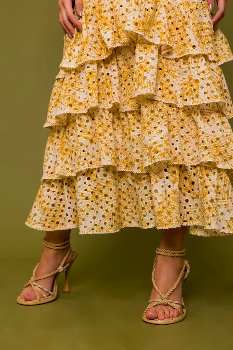 Lalibela - Vestido Midi Brûlée Amarelo