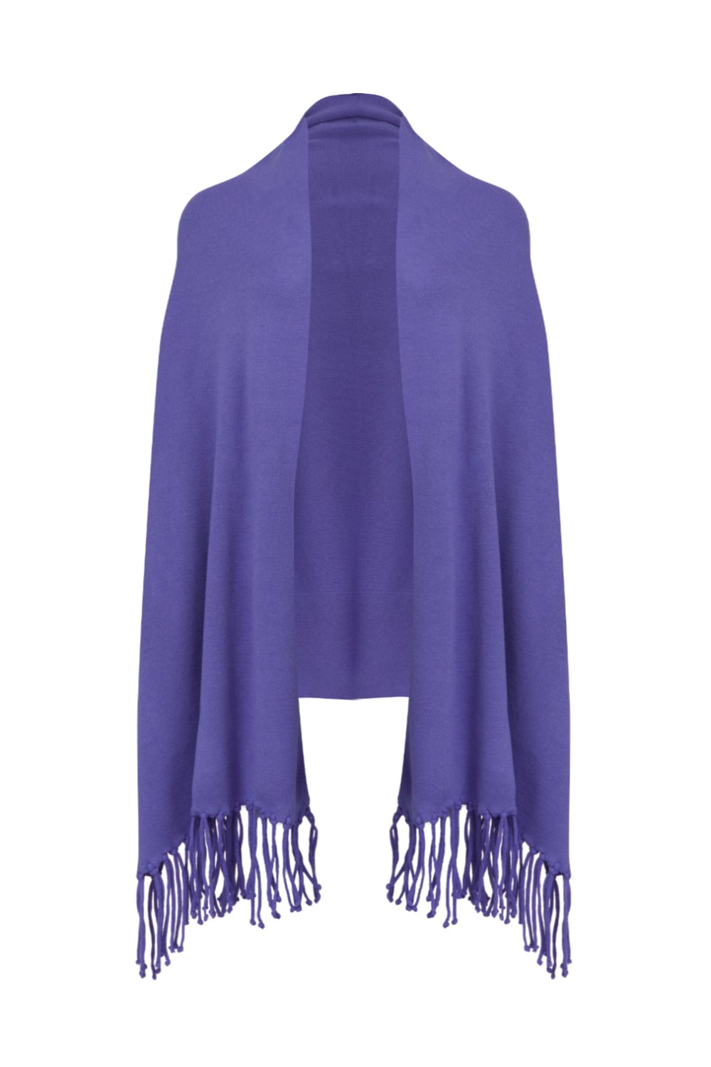 Viviane Furrier - Poncho Tricot com Franjas Lilás