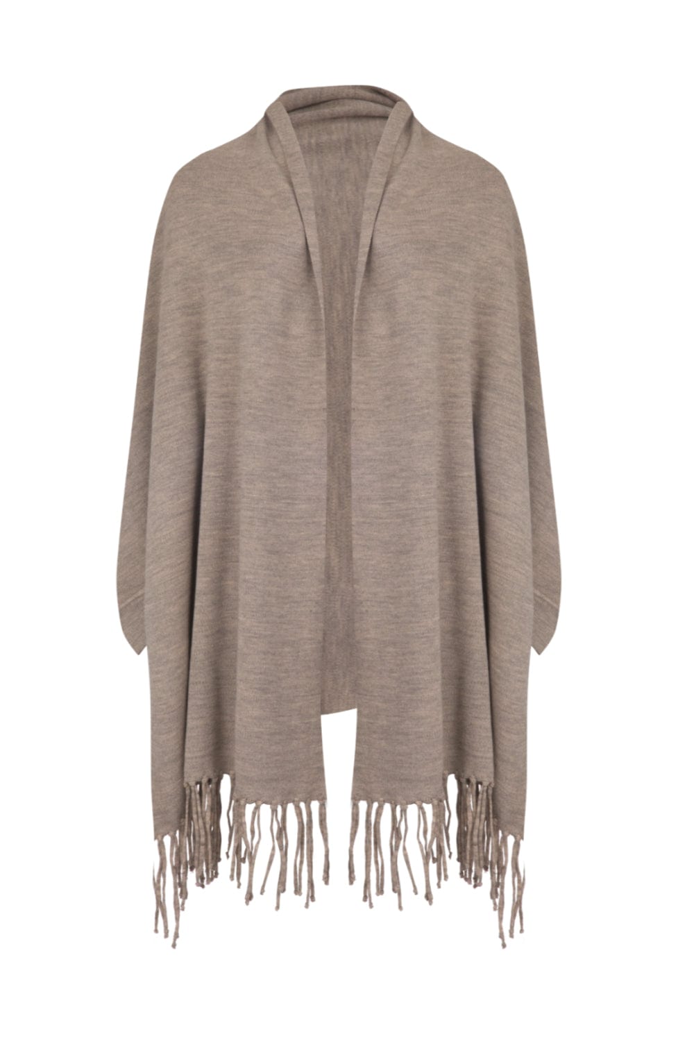 Viviane Furrier - Poncho Tricot com Franjas Bege