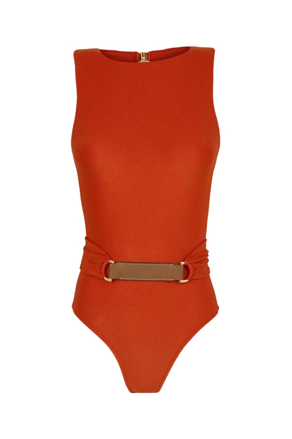 Lenny Niemeyer - Maiô Athletic Detalhe Couro Curcuma Terracota