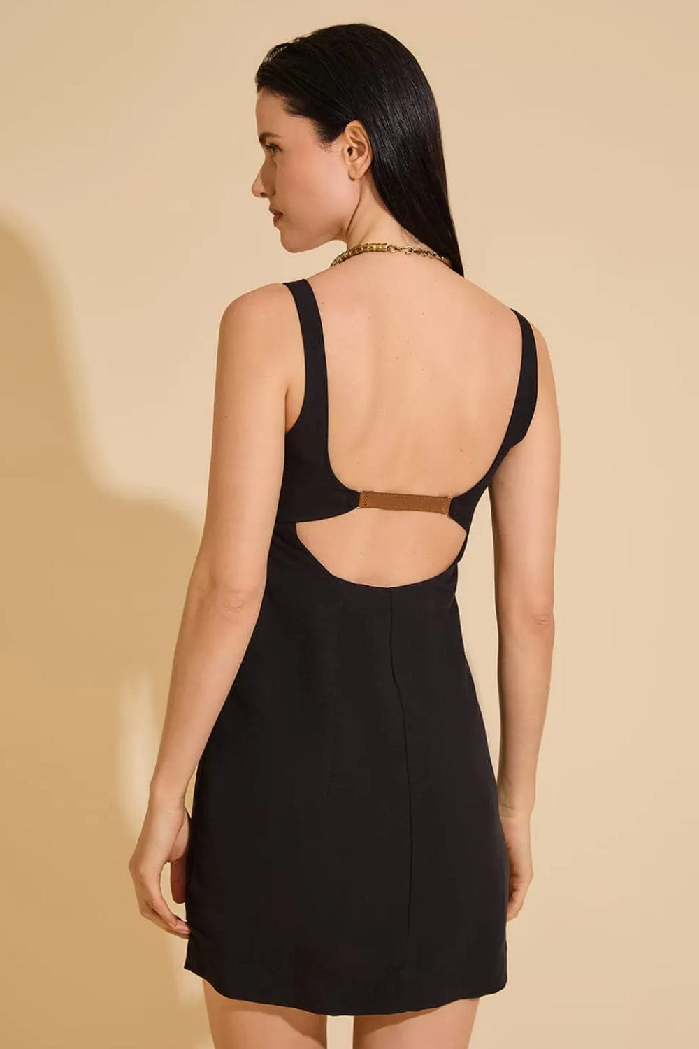 Lenny Niemeyer - Vestido Curto Recortes Viscolinho Preto