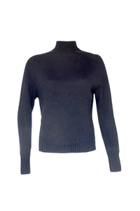 Madre Reina - Blusa Manga Longa Gola Alta Cashmere Preto