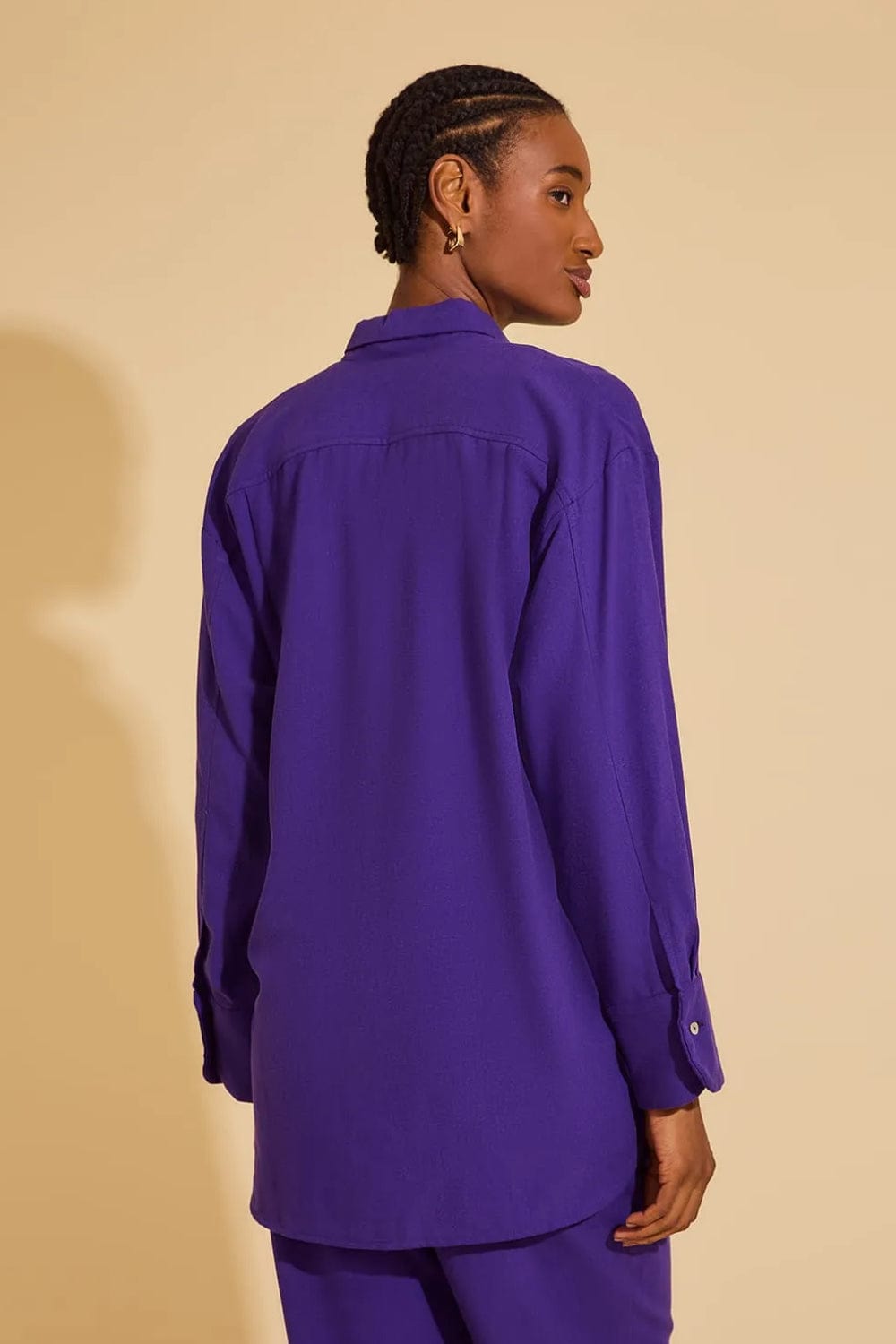 Lenny Niemeyer - Camisa Manga Longa Viscolinho Confort Jabuticaba Roxo