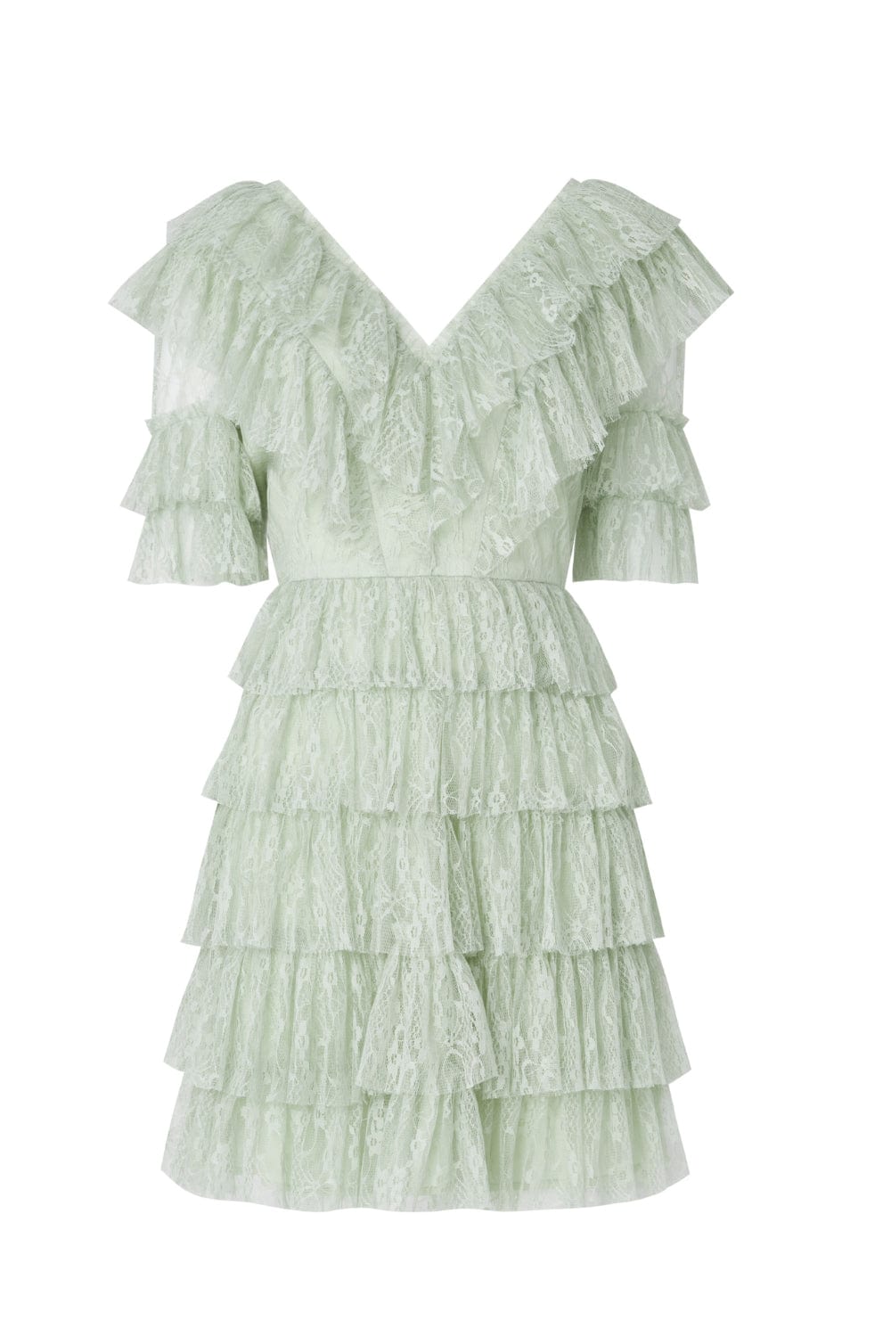 By Malina -  Vestido Curto Renda Sky Verde Claro