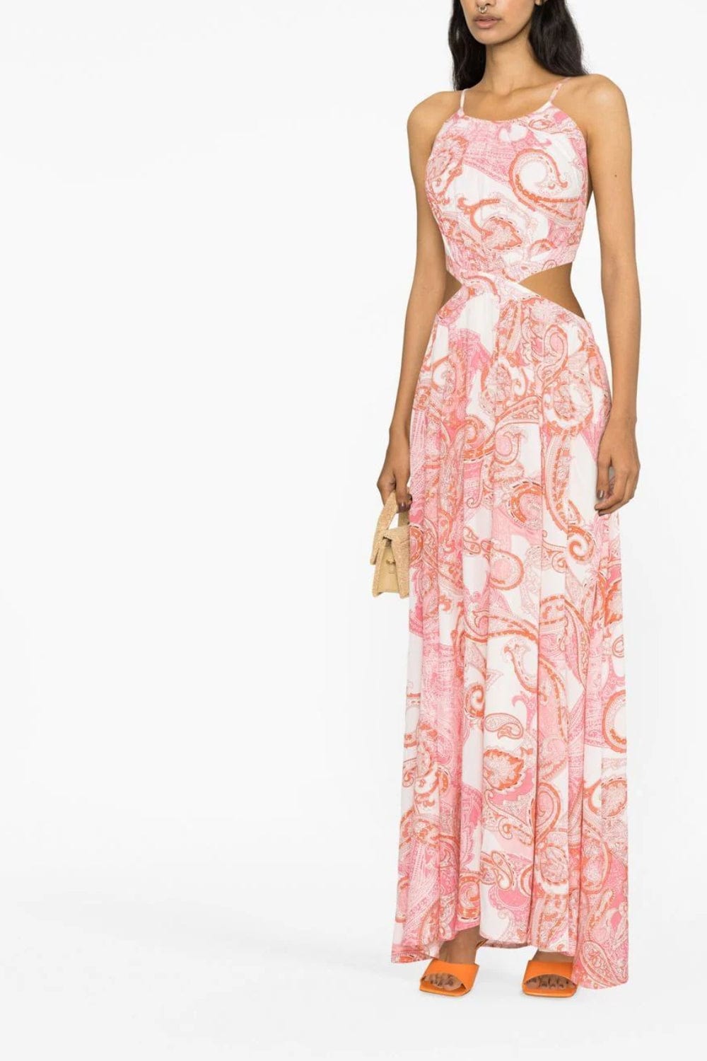 Melissa Odabash - Vestido Longo Duchess Laranja e Rosa Paisley Arabella