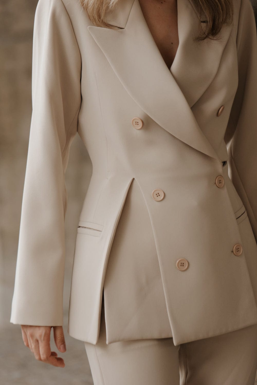 Glória Coelho - Blazer crepe Assimétrico Bege