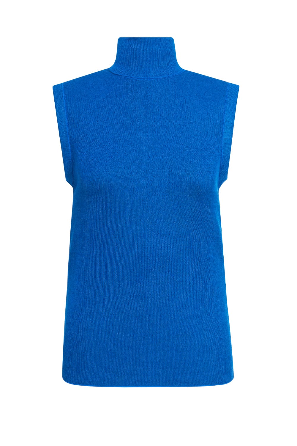 Coven - Blusa sem Manga Tricot Gola Alta Casual Azul