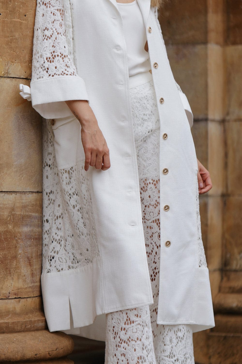 Edward Achour Paris - Sobretudo Renda Branco