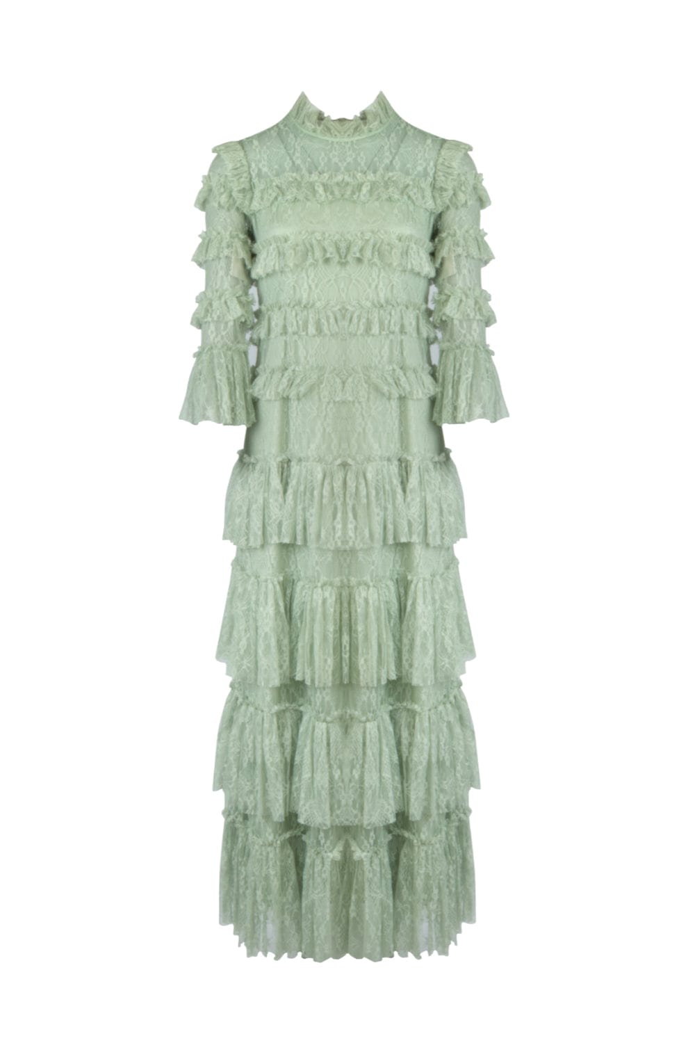 By Malina -  Vestido Longo Renda Carmine Verde Claro