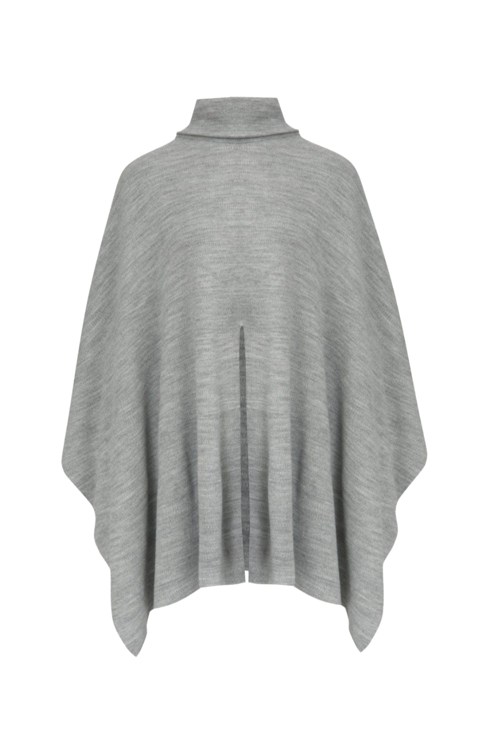 Viviane Furrier - Poncho Tricot Gola Alta Cinza