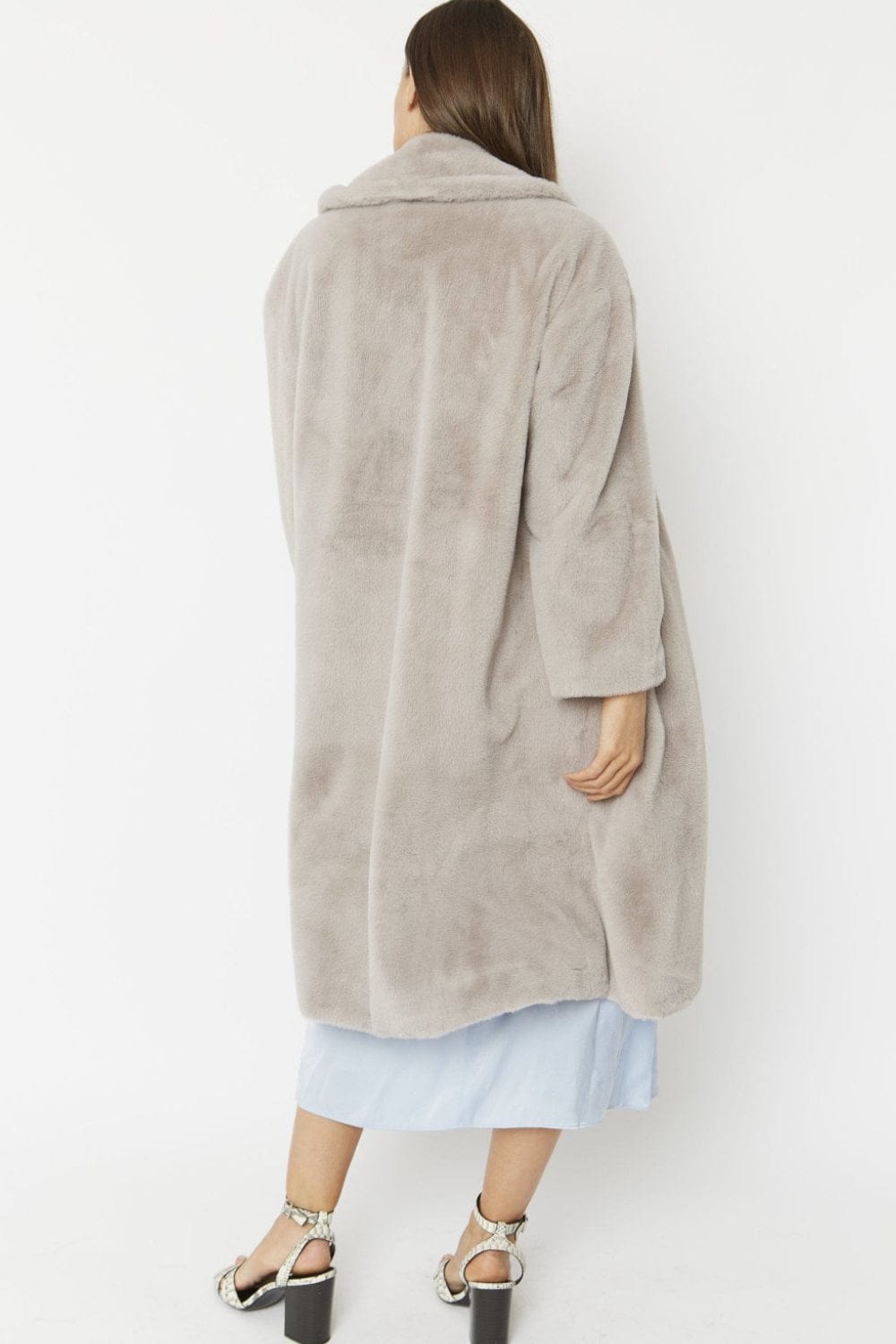 Jayley - Sobretudo Pêlo Sintético 7/8 Cinza