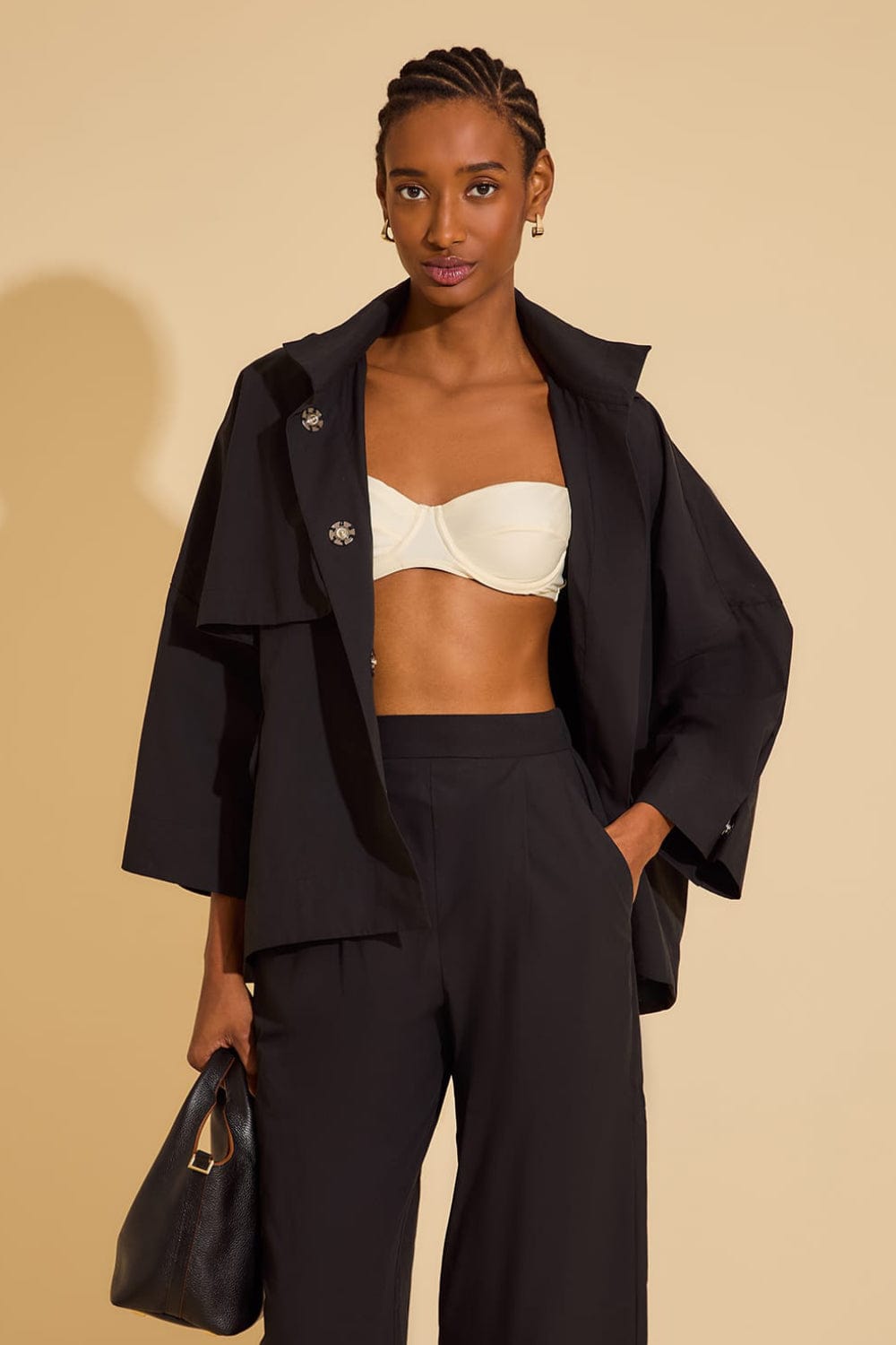 Lenny Niemeyer - Casaco Trench Algodão Preto