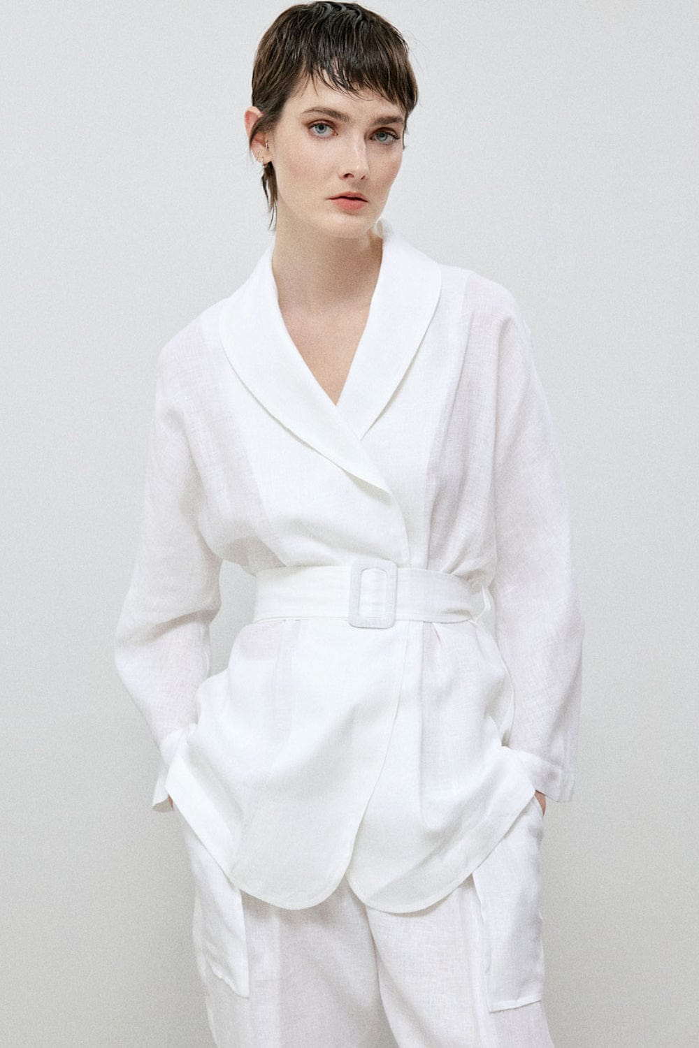 Access - Blazer Linho com Cinto Off White