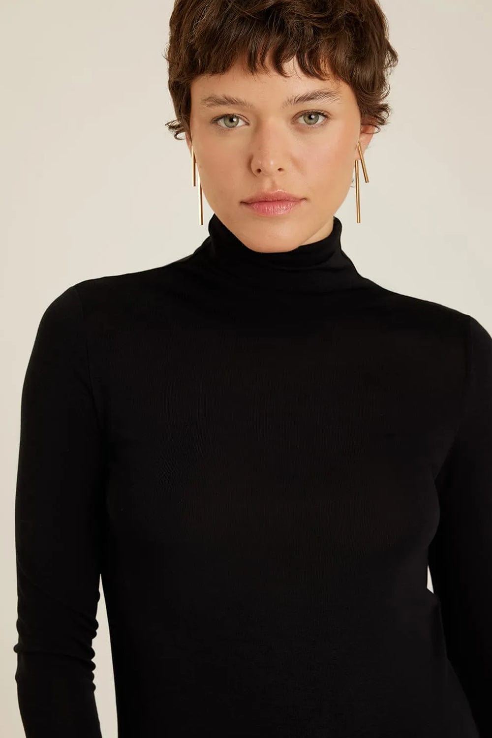 Lenny Niemeyer - Blusa Manga Longa Gola Alta Tricot New Preto